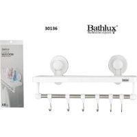 Bathlux 30136 Άγκιστρο Μπάνιου 6 Θέσεων με Βεντούζα Λευκό