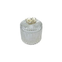 Vintage Φοντανιέρα Γυάλινη με Καπάκι 00202289-1 7x7x8cm Διάφανη