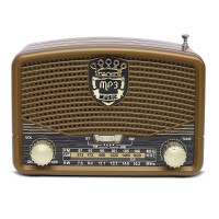 CMiK MK-619BT Επιτραπέζιο Ραδιόφωνο Επαναφορτιζόμενο με Bluetooth και USB Καφέ