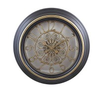 Dream House Ρολόι Τοίχου Πλαστικό σε Καφέ Χρυσό Χρώμα Vintage 0951-1 50x50 cm DreamHouse