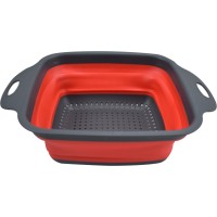 Σουρωτήρι Πτυσσόμενο Τετράγωνο 22×22 cm Κόκκινο