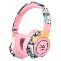 SN-29 Ασύρματα Bluetooth Over Ear Ακουστικά Graffiti Ροζ