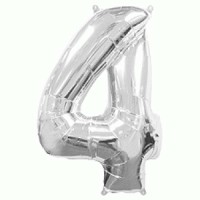 Μπαλόνι Foil Jumbo Αριθμός 4 Ασημί 100εκ.