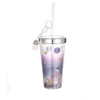 Tpster Ποτήρι από Πλαστικό με Καλαμάκι 380ml 26804