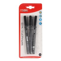 Tpster Μαρκαδόροι για CD/DVD 1mm Black 3τμχ 25715