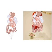 Μπαλόνια Party Σετ 10 τμχ Foil και Latex θέμα Love σε Ροζ Χρυσό , Ροζ και Λευκό Χρώμα - 23107