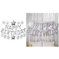 Mr. elephant Σετ/25 τμχ Μπαλόνια Foil θεμα Happy Birthday σε Ασημί Χρώμα -22943