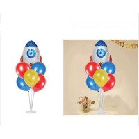 Μπαλόνια Party σετ 8 τμχ Foil και Latex Σχέδιο Πύραυλος σε Μπλέ ,Κίτρινο και Κόκκινο Χρωμα 23131