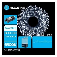800 Λαμπάκια LED 23μ Ψυχρό Λευκό σε Σειρά με Πράσινο Καλώδιο και Προγράμματα 306793 Aigostar