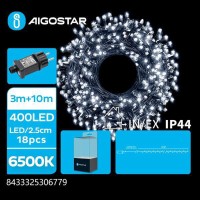 400 Λαμπάκια LED 13μ Ψυχρό Λευκό σε Σειρά με Πράσινο Καλώδιο και Προγράμματα 306779  Aigostar