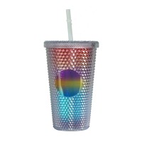Tpster Ποτήρι από Πλαστικό με Καλαμάκι 450ml 36421-2