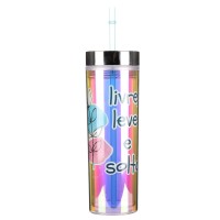 Tpster Ποτήρι από Πλαστικό Livre με Καλαμάκι 500ml 36408-1