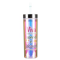 Tpster Ποτήρι από Πλαστικό Viva με Καλαμάκι 500ml 36408-2