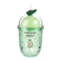 Tpster Avocado Honey Ποτήρι Νερού από Πλαστικό σε Πράσινο Χρώμα με Καλαμάκι 450ml 36410-2