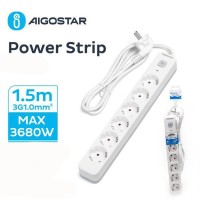 Aigostar Πολύπριζο Ασφαλείας 6 Θέσεων με Διακόπτη και Καλώδιο 1.5m 522755