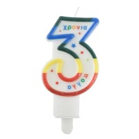 Κερι Γενεθλιων Αριθμο3 Πολυχρωμο 9cm 36882 Tpster