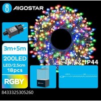 Φώτα εξωτερικού χώρου σε καλώδιο 200 LED 5m πολύχρωμα Aigostar MRE 305260