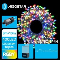 400 Χριστουγεννιατικα Λαμπάκια LED 10μ.+3μ. 4 Χρώματα RGBY σε Σειρά με 8 Προγράμματα
