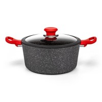COOKING POT LUIGI FERRERO ATLANTA FR-2890M 28X13.5CM, 6.7L GREY/RED KE-107316-TS SZ