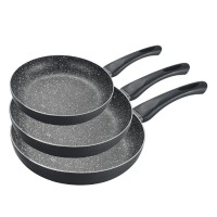 FRY PAN SET MR-3468 NEW 20X4CM, 24X4.5CM, 28X5CM BLACK KE-1003593-TS SZ
