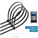 Aigostar Δεματικά Καλωδίων Nylon 3.6x200mm Μαύρο 40τμχ