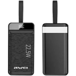 Awei P140K Power Bank 30000mAh 22.5W με 3 Θύρες USB-A Power Delivery Μαύρο