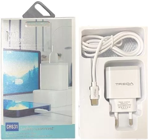 1722249397_SF_19383427 Treqa Φορτιστής με 2 Θύρες USB-A και Καλώδιο USB-C Λευκός (CH-631) - Image 1