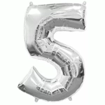Μπαλόνι Foil Jumbo Αριθμός 5 Ασημί 100εκ.