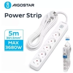Aigostar Πολύπριζο Ασφαλείας 5 Θέσεων με Διακόπτη και Καλώδιο 5m 522754