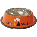 Nunbell Pet Cats & Dogs Ανοξείδωτο Μπολ Φαγητού για Σκύλο σε Πορτοκαλί χρώμα 22cm