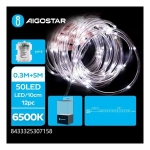 50 Λαμπάκια LED 5μ Ψυχρό Λευκό Μπαταρίας 3ΑΑ σε Σειρά με Διαφανές Καλώδιο Σωλήνα 307158 Aigostar