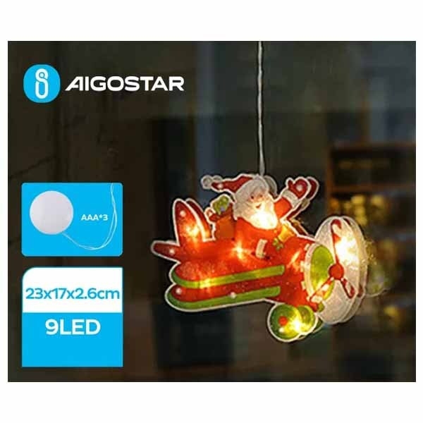20231022205237_3c9636c4 Aigostar Χριστουγεννιάτικο Πλαστικό Φωτιζόμενο Διακοσμητικό Αεροπλανάκι Μπαταρίας 23x17x2,6εκ. - Image 1