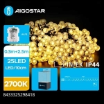 25 χριστουγεννιατικα Λαμπάκια LED Μπαταρίας ΑΑ*3  2,5μ.+0,3μ. Σφαιρικά Θερμό Λευκό σε Σειρά με 8 Προγράμματα