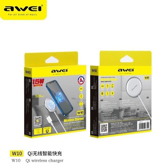 6947801801716 Awei Ασύρματος Φορτιστής (Qi Pad) Λευκός (W11) - Image 1