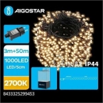 1000 Λαμπάκια LED 50μ.+3μ. θερμό Λευκό σε Σειρά με 8 Προγράμματα - Image 2