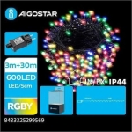 600 Χριστουγεννιατικα Λαμπάκια LED 30μ.+3μ. 4 Χρώματα RGBY σε Σειρά με 8 Προγράμματα