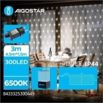 300 Χριστουγεννιάτικα Λαμπάκια Τύπου Δίχτυ LED 4,5μ.*1,5μ.+3μ. Ψυχρό Λευκό Χρώμα με 8 Προγράμματα