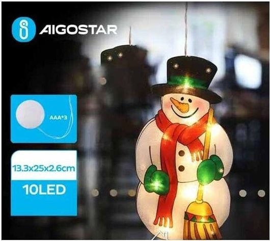 8433325305451 Aigostar Χριστουγεννιάτικο Πλαστικό Φωτιζόμενο Διακοσμητικό Χιονάνθρωπος Μπαταρίας 25x13.3x2,6εκ. - Image 1