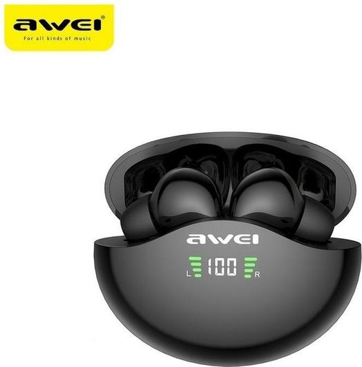 FUNKYGADGET_23409 Awei T12P In-ear Bluetooth Handsfree Ακουστικά με Αντοχή στον Ιδρώτα και Θήκη Φόρτισης Μαύρα - Image 1