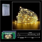 50 Χριστουγεννιάτικα Λαμπάκια LED Θερμό Λευκό 5μ Μπαταρίας σε Σειρά με Διαφανές Καλώδιο 93-1406