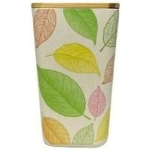 Δοχεια fiber bamboo με Ξυλινο Καπακι long  11*18.5 cm με σχεδιο Leaves